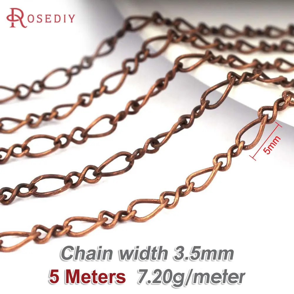 Antique Bronze Copper Chain Necklace, 5M for DIY