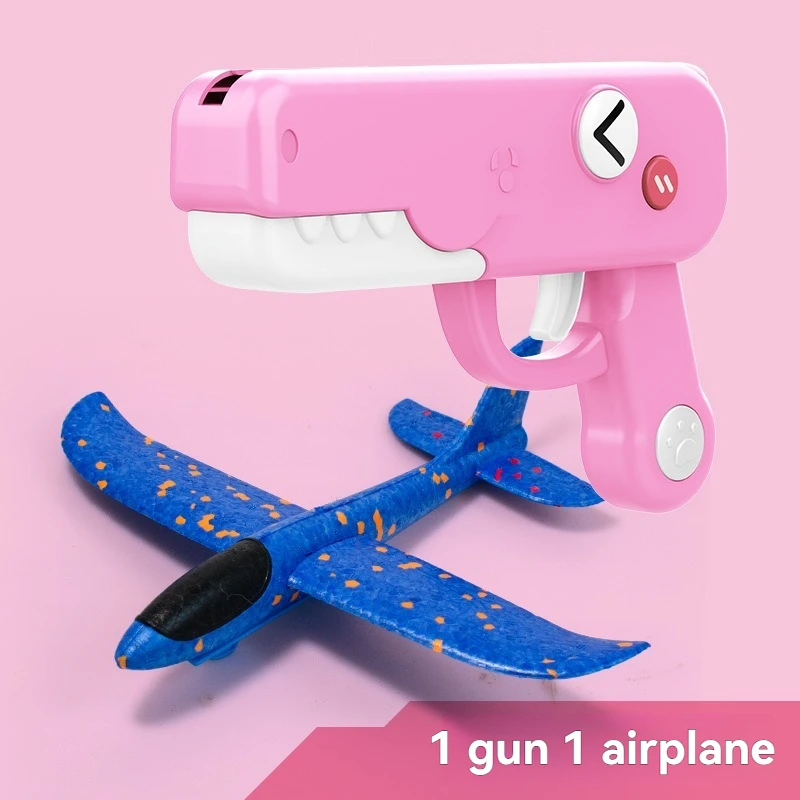 Outdoor Parent-child Interaction Toy, Summer Games Kids Glider, Flight Throw Foam Plane Kite Shooting Gun, Plane Launcher Toy - view 6