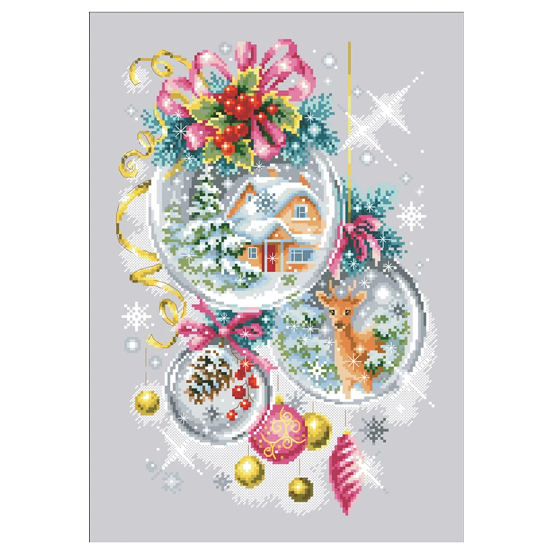 Christmas fairytale cross stitch kit winter design cotton silk thread 18ct 14ct 11ct silver canvas embroidery DIY needlework