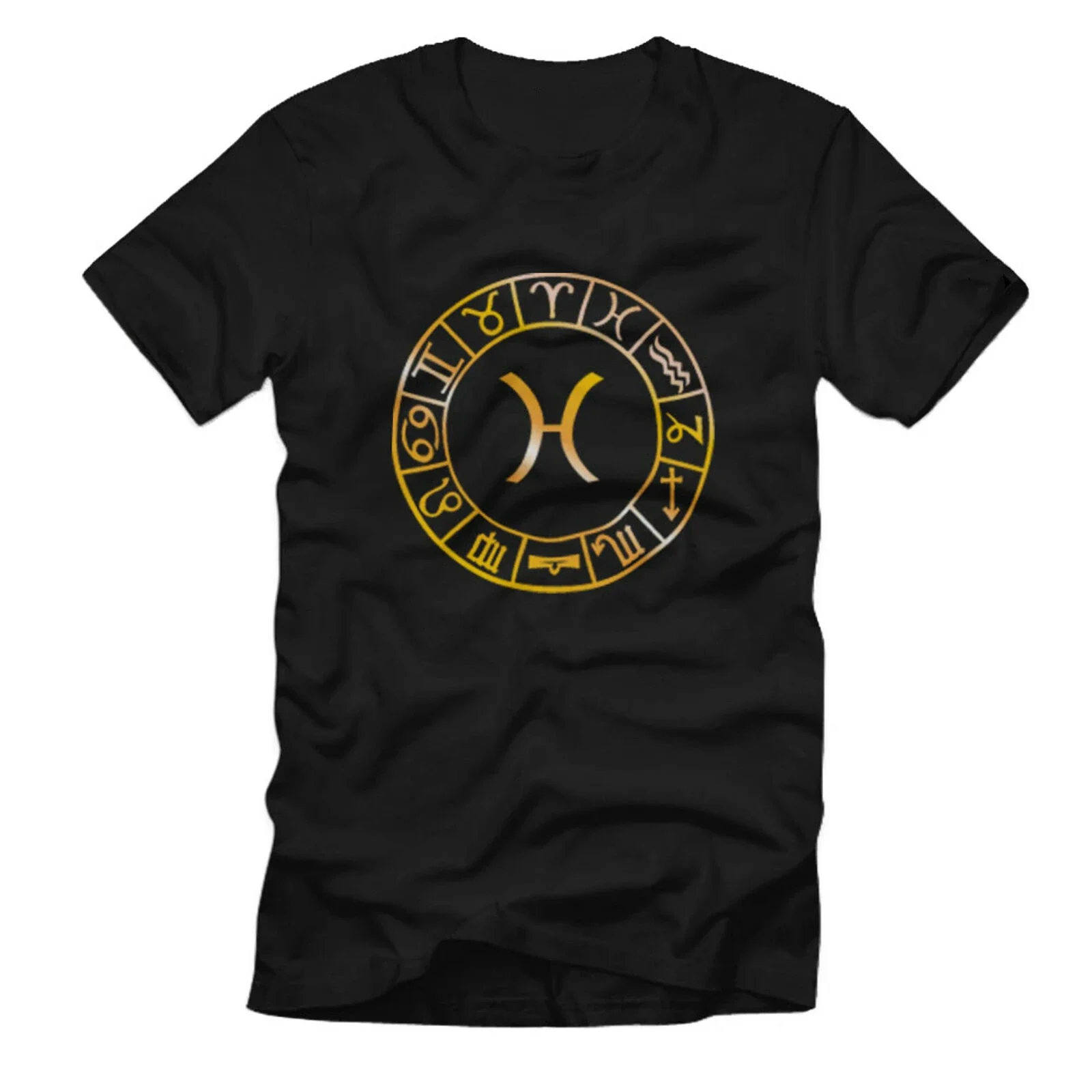 Fische Sternzeichen Kreis Symbol - T Shirt Men's 100% Cotton Casual T-shirts Loose Top Size S-3XL