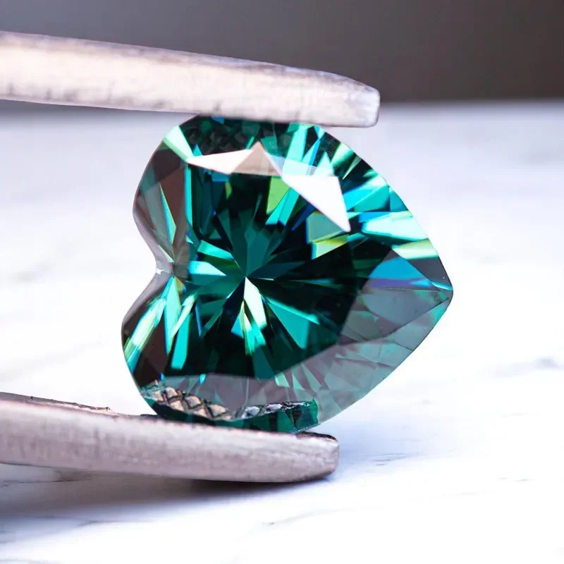 

Верхний муассанит, натуральный цвет, изумрудная форма сердца с сертификатом GRA, подвески для тестера бриллиантов для изготовления драгоценностей