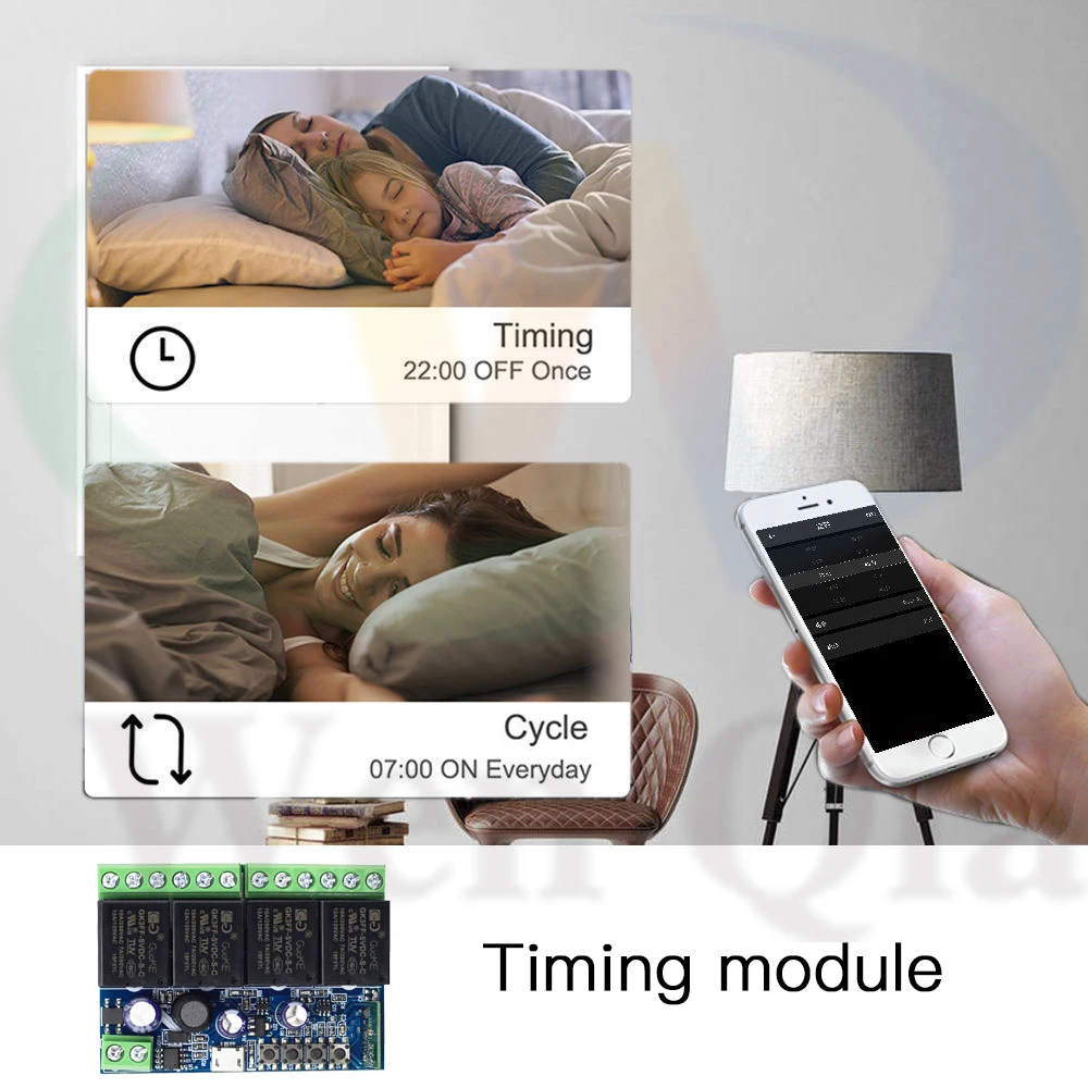 Ewelink WiFi Commutateur Intelligent, commutateur de Télécommande Sans Fil RF 7V 12V 24V 48V Commutateur Module de Synchronisation du Récepteur 4CH,