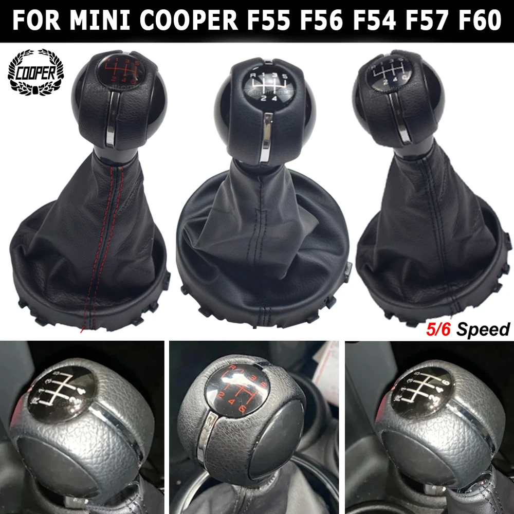 Black Leather+ABC 5/6 Speed Manual Gear Shift Stick Knob Fit For Mini Cooper F54 F55 F56 F57 F60 Gear Shift Knob