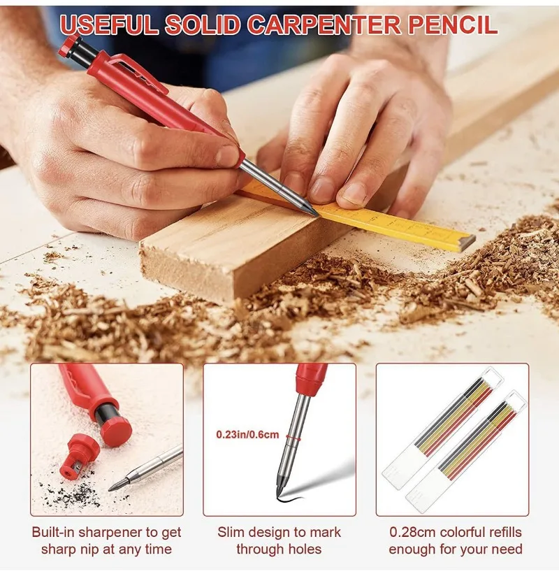 Solid Carpenter Pencil Set Woodworking PencilProfessional Engineering Construction Job Tools Carpentry Marking Scriber