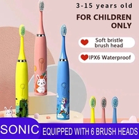 Children Electric Toothbrush With Replace Brush Heads Kids Cartoon Toothbrush Ultrasonic Sonic Electric Toothbrush With 6 Head