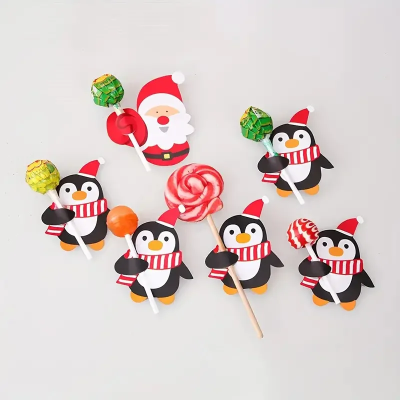 50/100 Weihnachtslutscher aus Pappe, Weihnachtsmann-Pinguin-Süßigkeitsständer, Geschenkverpackung, Weihnachtsgeburtstagsparty-Dekoration