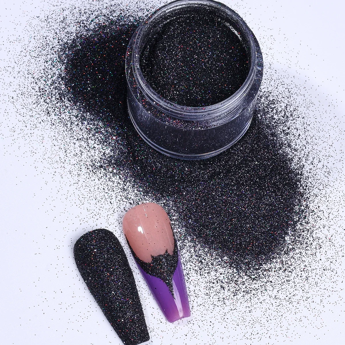 4 pçs fino iridescente camisola prego lantejoulas preto branco açúcar em pó pigmento holográfico inverno design brilhante manicure decoração flash
