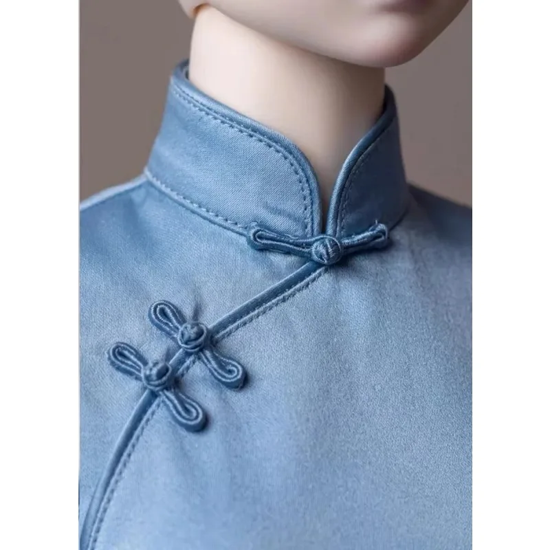 [Nur Kleidung im Angebot] 1/3 1/4 1/6 Republik China Schlankes Langarm-Cheongsam mit Seitenschlitz für BJD-Actionfiguren-Zubehör – Detail 2