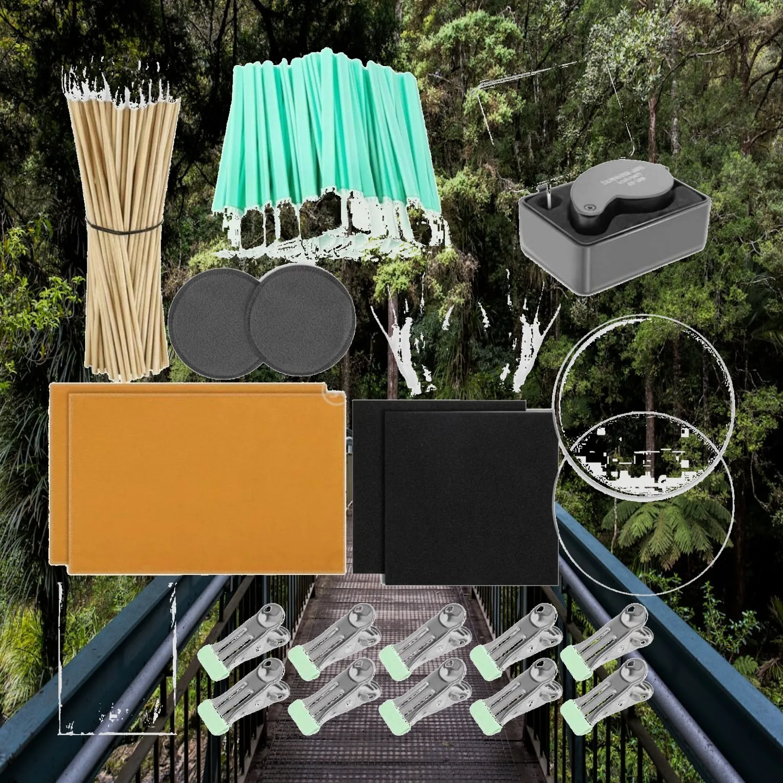 Hobbyist Card Restoration Supplies with Spring Clips Foam Pads and Comprehensive Cleaning Tools for Trading Card Maintenance