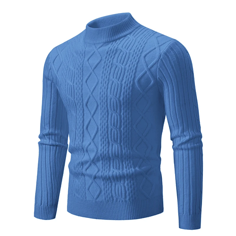 4 Styles!2023 Men\'s Winter Sweater Solid Jacquard O-Neck Knitted Sweaters Warm Slim High Quality Pullover Men 니트 Thick