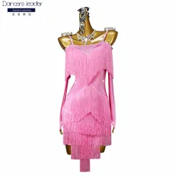 Latin Dance Dress Woman Sexy Off-the-shoulder Dance Suit Adult Professional High-end Custom Cha-cha Tango Stage Costume Skirt