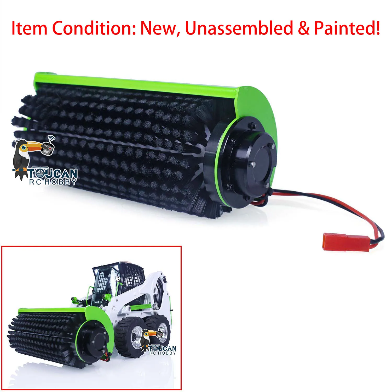 Spare Parts LESU Metal Painted Green Brush Cleaner Sweeper Accessories for 1/14 RC Hydraulic Skid Steer Loaders Model