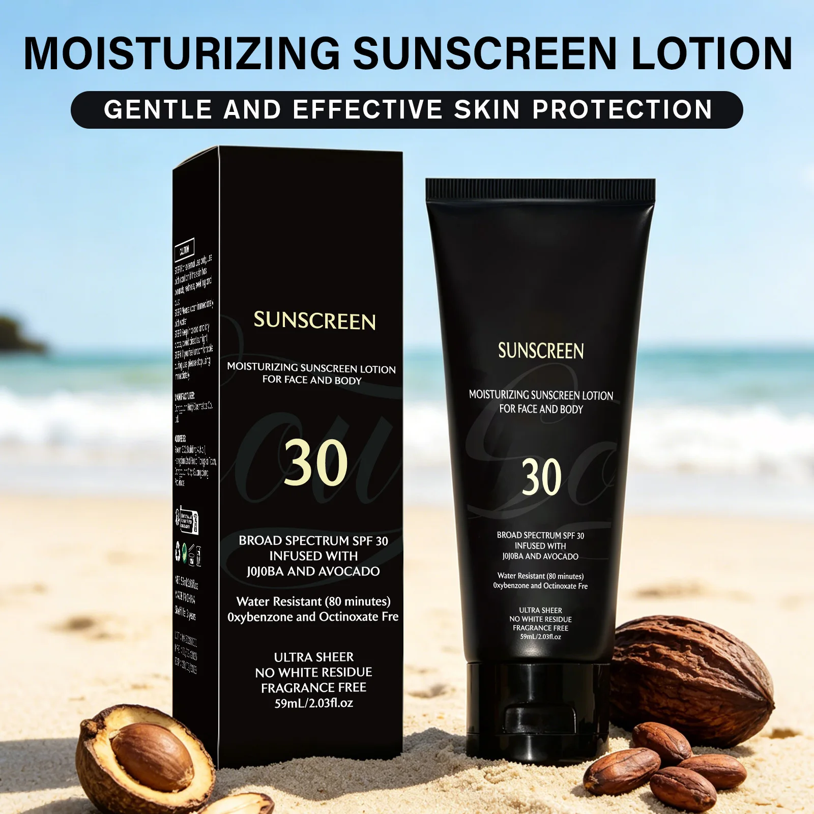 UV Protection Broad Spectrum Sun Block Lotion Anti Aging Moisturizing Skin Shield Face Body Outdoor Sun Care Cream SPF 30