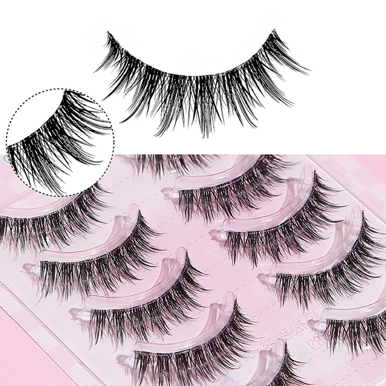 5 ペア女性マンガキャッツアイつけまつげ超軽量ナチュラルフルストリップアニメまつげ目を大きくする偽まつげエクステンション