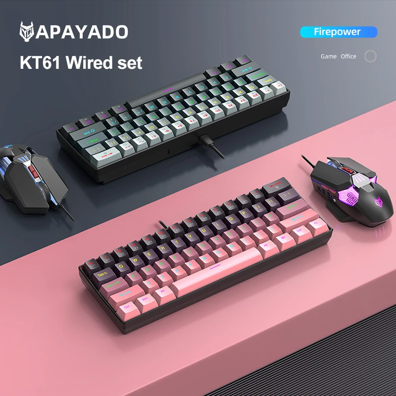 

KT61 Esports Keyboard and Mouse Combo|61-Key Compact Mechanical Keyboard Pro Gaming Mouse|Full N-Key Rollover|Multi-Mode Backlit