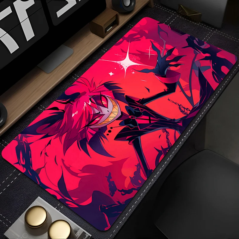 Hazbin hotel mouse pad de borracha antiderrapante grande almofada de mesa acessórios do computador teclado kawaii jogo pc tapete anime mousepad xl