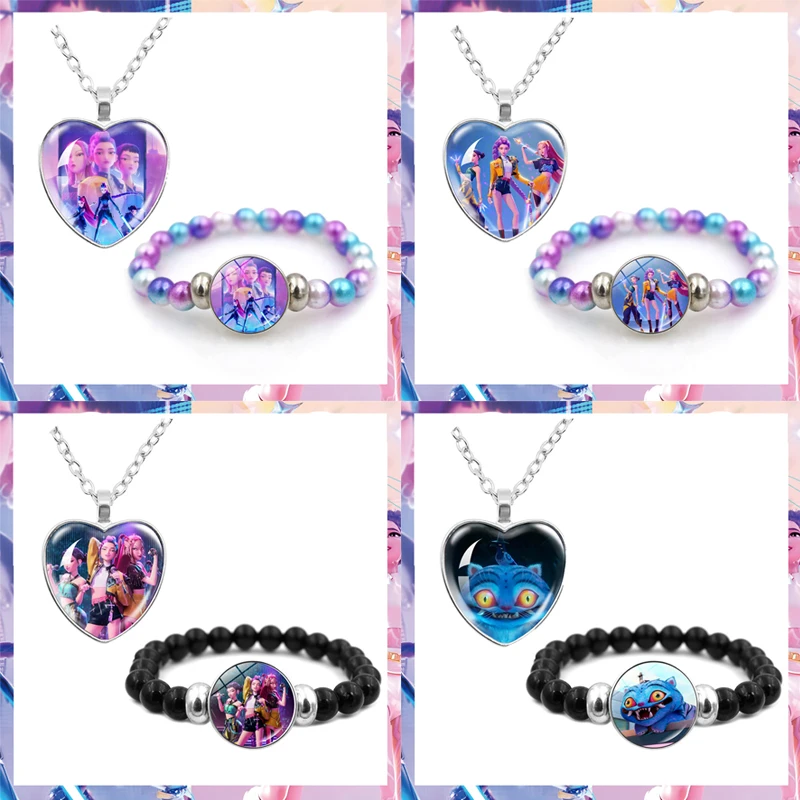 

Anime Necklace Bracelet Set Cute Cartoon Bracelet Fashion Idol Necklaces Party Supplies Kids Girls GGiving gifts to fans
