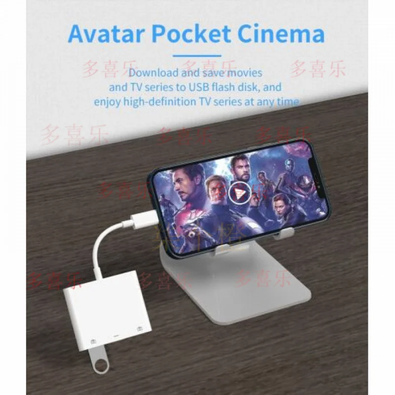 WW    For iPhone to dual USB 3.0 Camera OTG Adapter with Charging Port for iPad