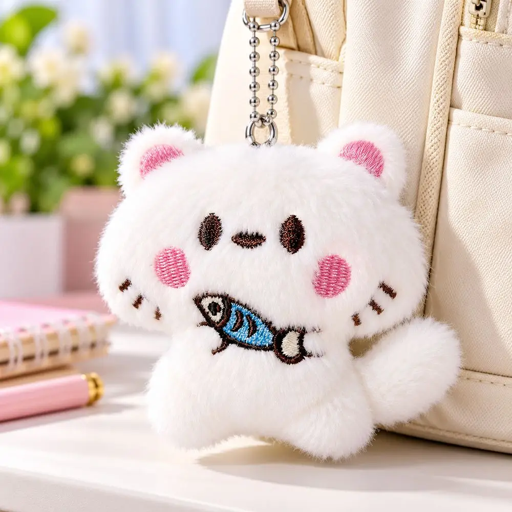 Cute Soft Touch Cat Keychain Cartoon Cat Hanging Cat Bag Charm Metal Clip Cat Pendant Purse Decoration