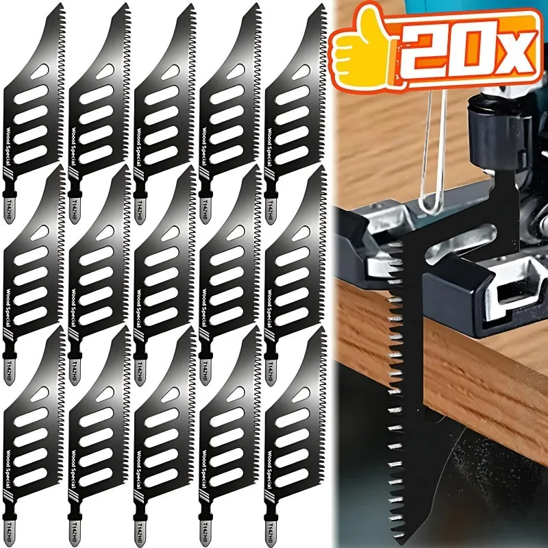 

20/1x Heavy Duty Scroll Saw Blades T-Shank Carbon Steel Fine Coarse Teeth for Wood Aluminum Precision Cutting Tight Spaces Tools