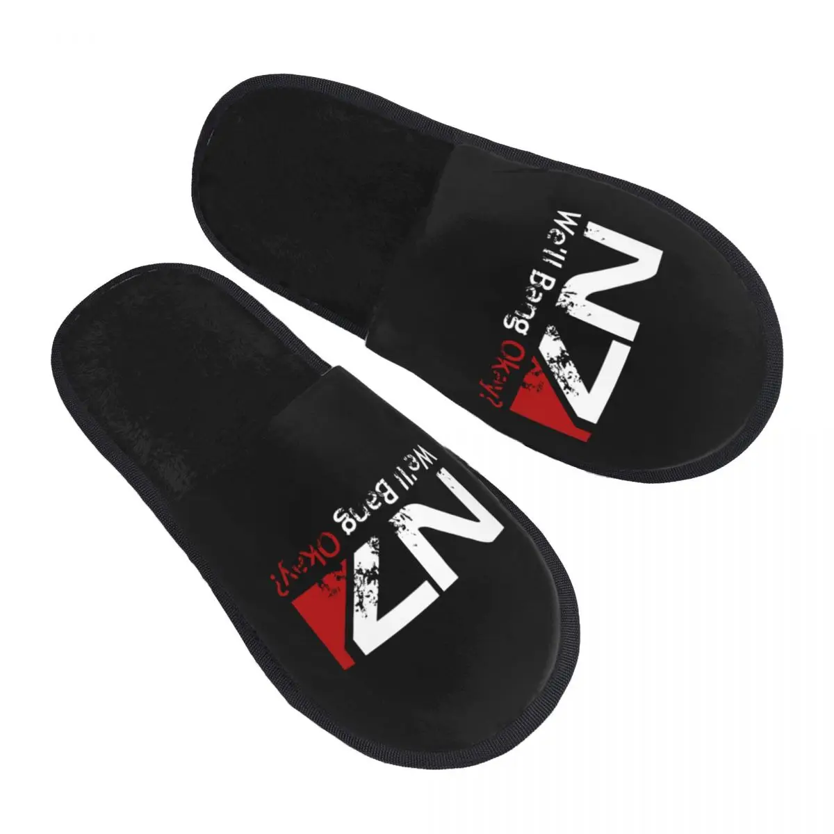 Winter House Slippers We'll Bang Okay Merch Household Fur Slippers Slides Mass Effect Shepard Gaming Cozy Non-skid Slides