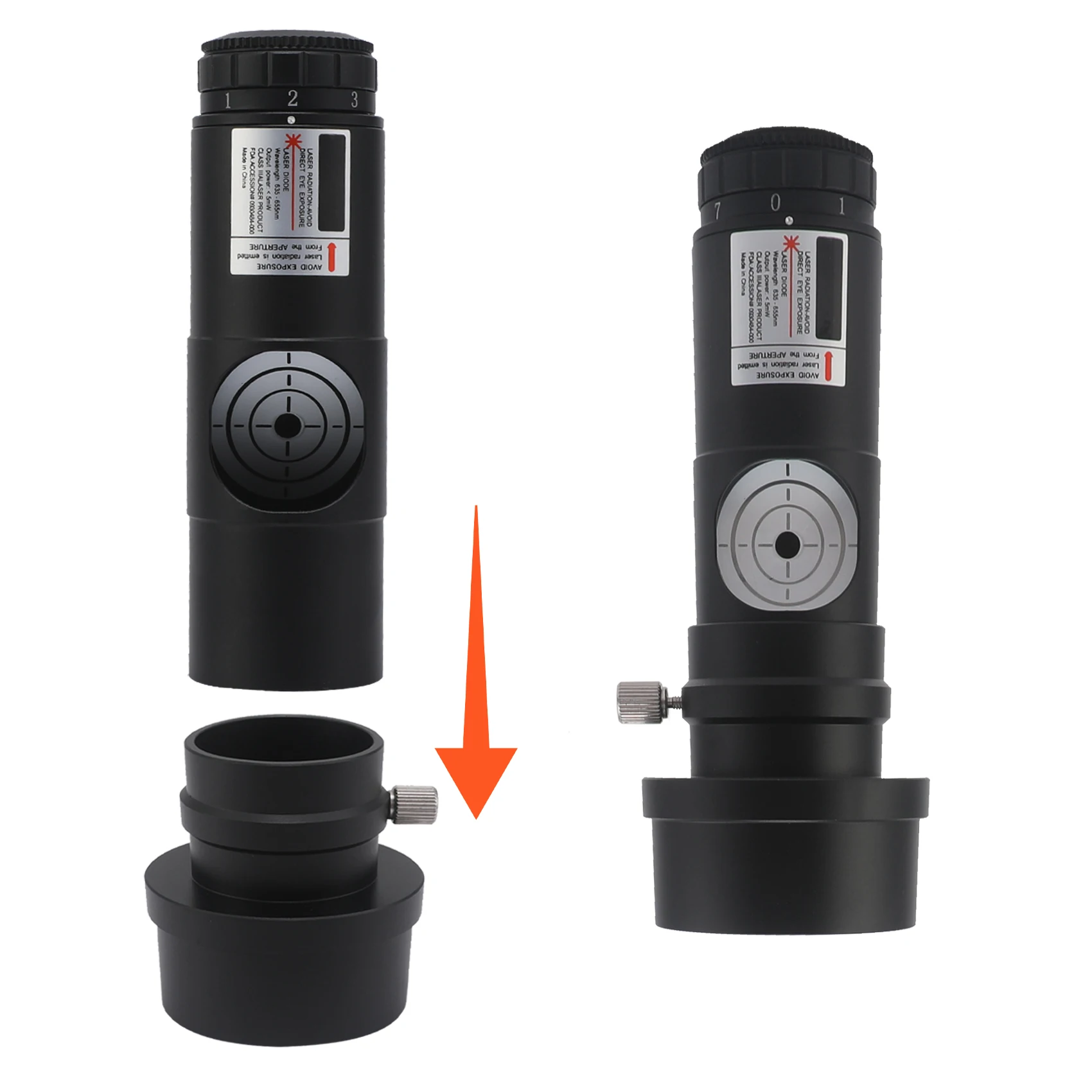 Astronomy Telescope Laser Collimation Eyepiece with Adapter Ring for Newtonian Reflector Telescopes