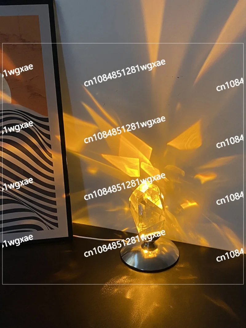 Light and Shadow Diamond Crystal Atmosphere Light Room Bedroom Creative Emotional Bedhead Table Light Plugin