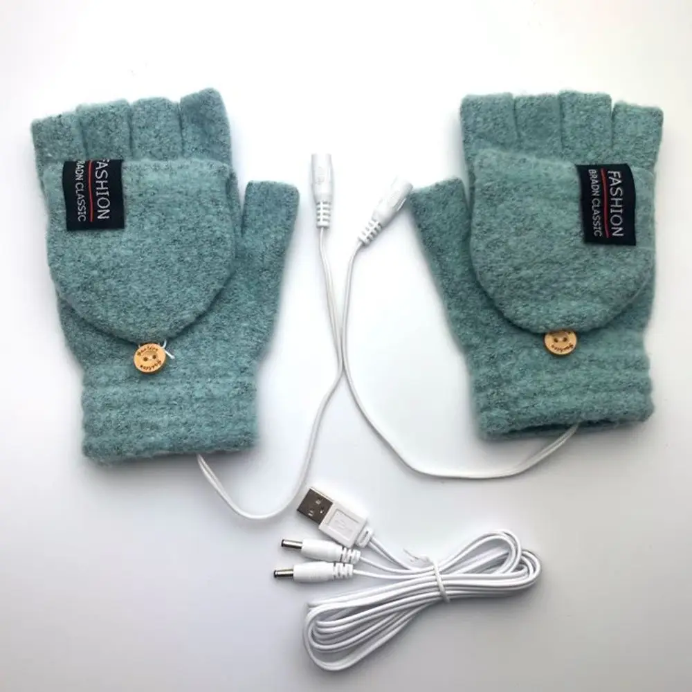2024 Knitting USB Mitten Heated Gloves Electric Heating Gloves Full&Half Finger