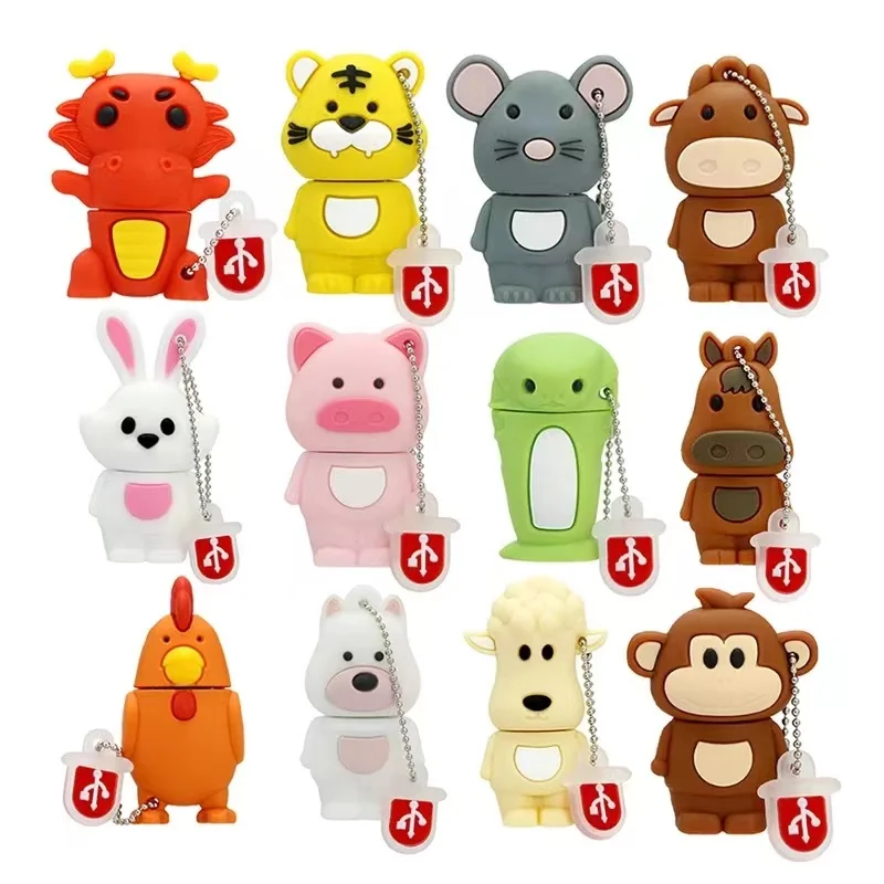 256GB Twelve Chinese Zodiac Signs USB Memory Stick Pendrive 64GB 32GB 16GB USB Flash Drive Dog/Pig/Tiger/Rabbit Gift 128GB ﻿4GB