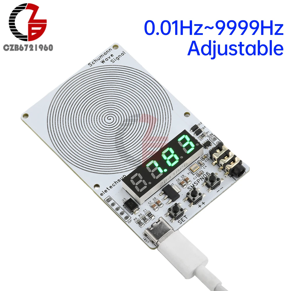 7.83Hz Schumann Wave Generator 0.01Hz~9999Hz Adjustable Frequency Sine Wave Signal Generators DC 5V USB TYPE-C Audio Resonator