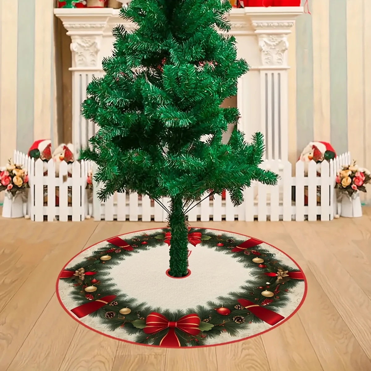 VIKAMA شجرة عيد الميلاد تنورة عيد الميلاد إكليل النمذجة غرفة المعيشة المنزلي عطلة زينة شجرة عيد الميلاد تنورة الوسائد