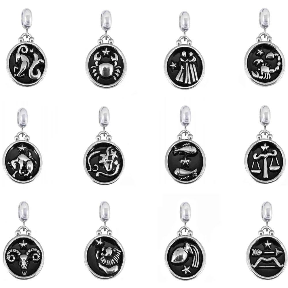 HMSFELY Twelve constellations Steel Pendant For DIY Bracelet Necklace Jewelry Making Accessories Women Bracelets Parts