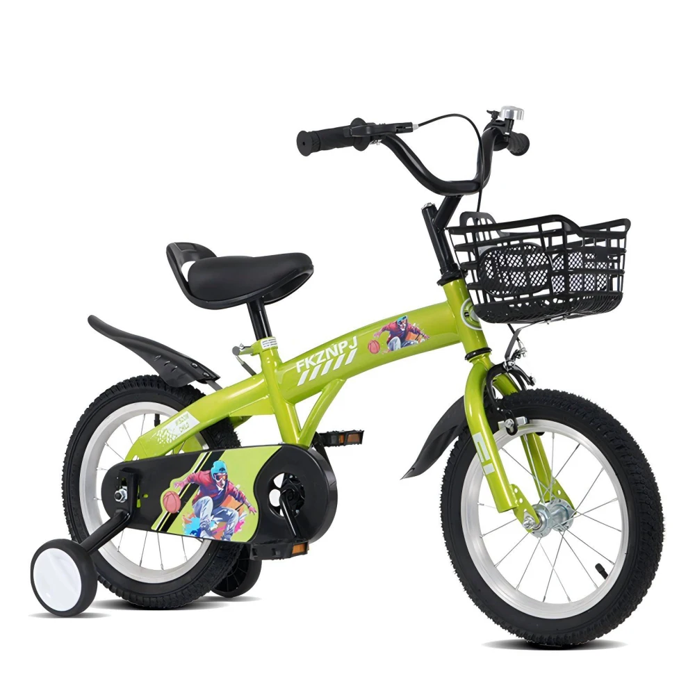 18 inch sporty kids bike with training wheels and stand Adjustable saddle Suitable for boys and girls aged 5-10 years tall Height 45-57 inches Available in a variety of colors