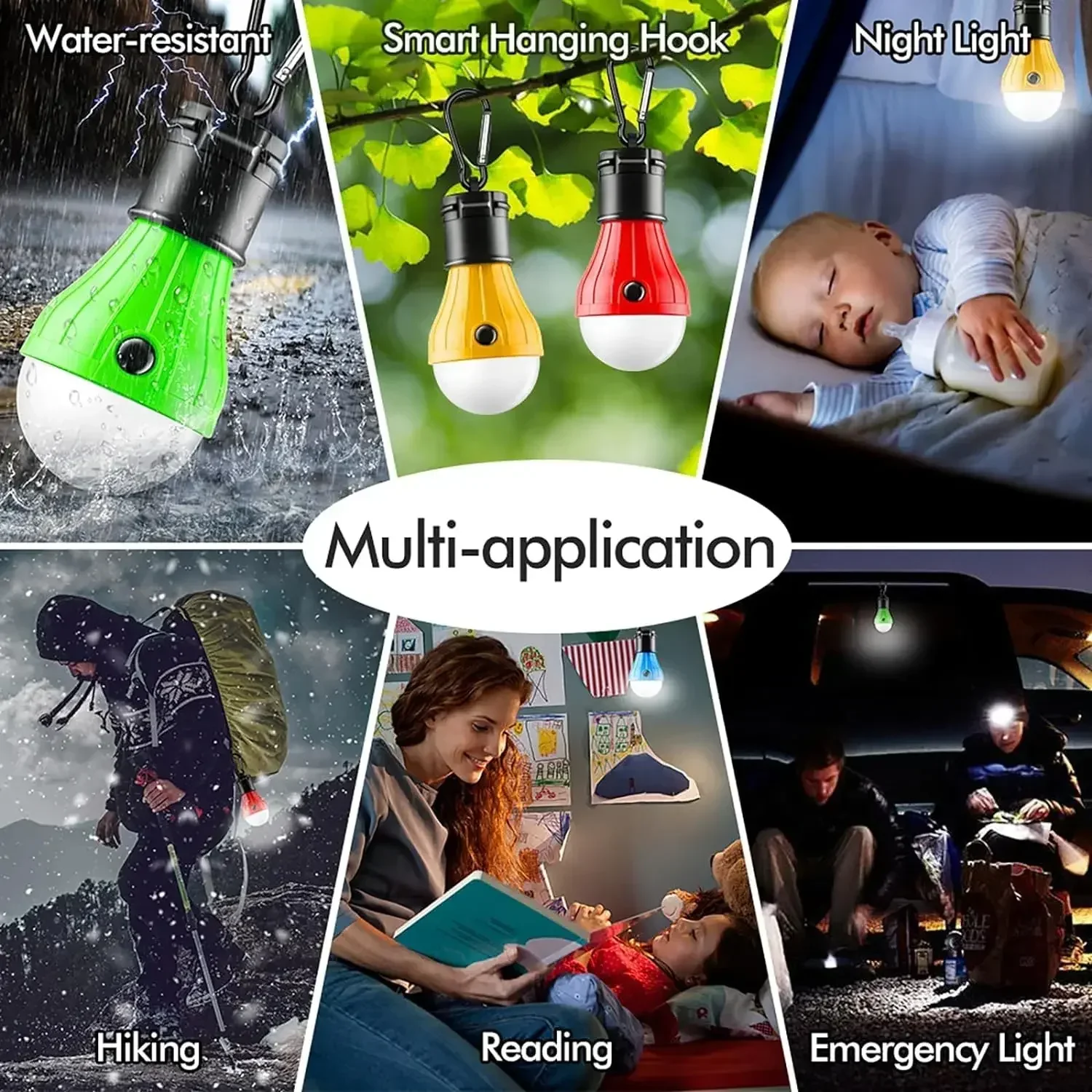 Portable LED Lamp Bulbs Outdoor Hanging Lights Camping Light Tent Light Emergency Light Night Light Lantern