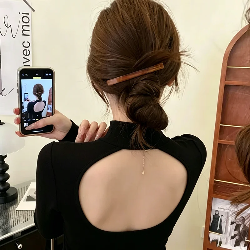 Acetat Haarspange Lange Rechteck Geometrische Französisch Clip Hairgrip Elegante Haarnadel Haarspangen Frauen Haarschmuck – Detail 10