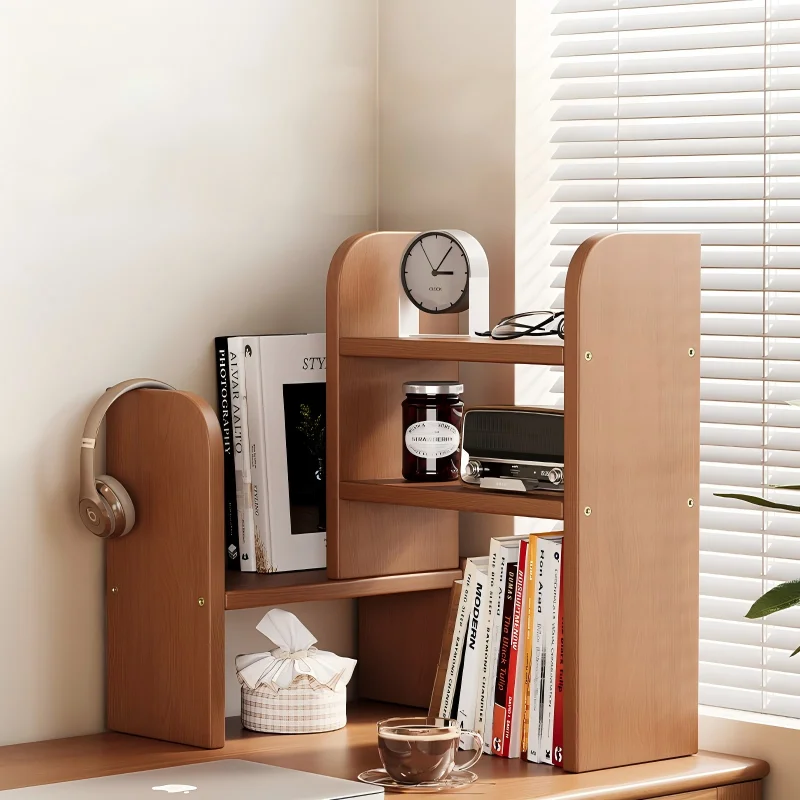 Tabletop Solid Wood Bookshelf, Multi-Layer Standing Storage Rack