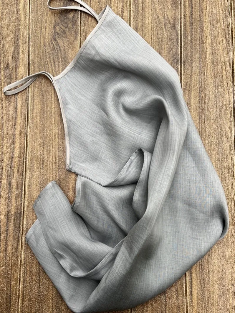 

Ele Hemp Strap Dr женская летняя тонкая однотонная простая утягивающая юбка миди из хлопка и льна