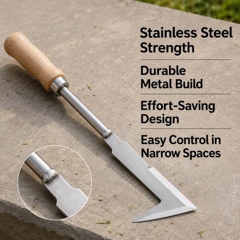 L-Shaped Weed Puller Stainless Steel Gap Weeding Tool Manual Crack Weeder For Yard Patio Garden Brick Joint Grass Root Removal