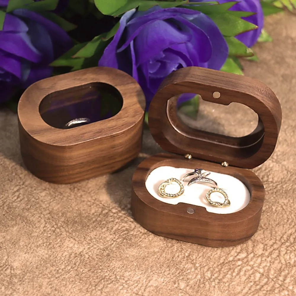 

Простая деревянная коробка для колец на палец, обручальное кольцо, коробка для хранения ювелирных изделий, чехол для обручальных колец, роскошный мини-держатель для колец для пар, свадьба