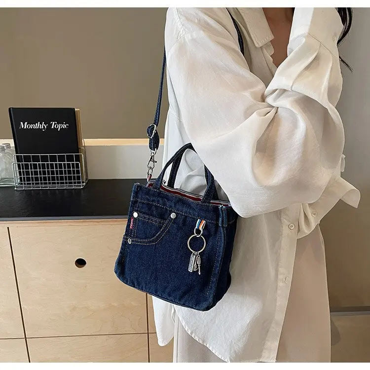

2025 Новинка! Женская стильная джинсовая синяя сумка в стиле ретро — модная повседневная сумка через плечо/через плечо