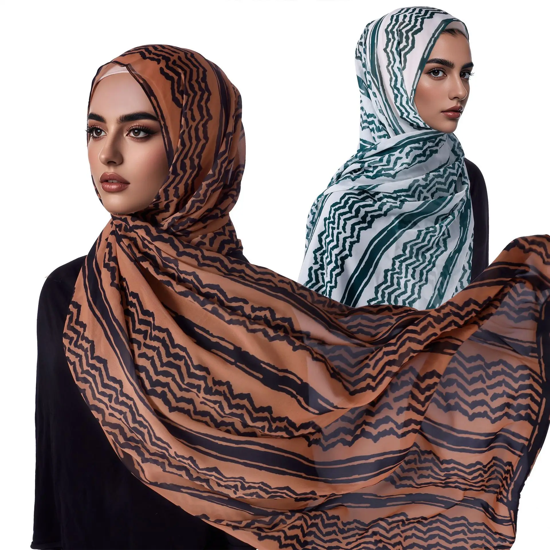 

Amazon Hot-selling Scarf 180CM Ethnic Style Satin Polyester Printed Striped Long Scarf Cross-border Foreign Trade