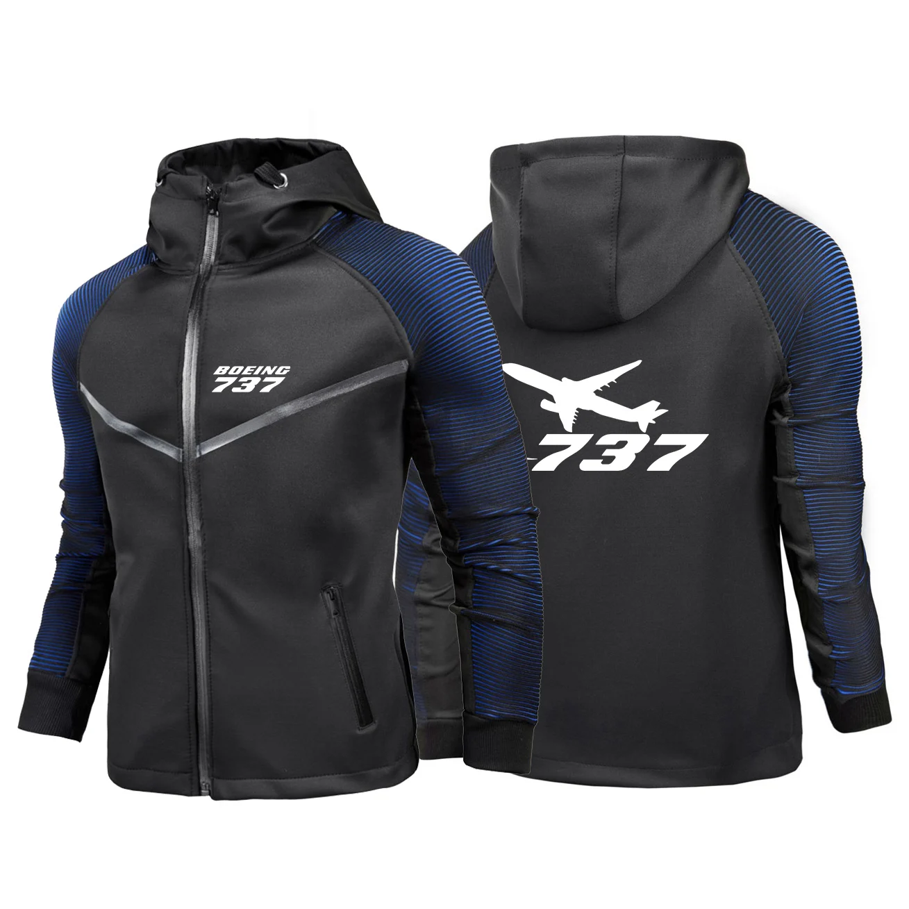 2024 Boeing 737 777 Men Spring and Autumn New Racing Suit Hooded Zipper Jacket Sports Printing Comfortable Casual Tops