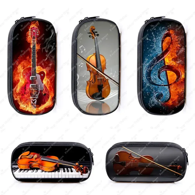 Nuty kosmetyczka z nadrukiem piórnik gitara torba na skrzypce stacjonarna piórnik organizator podróży materiały piórnik