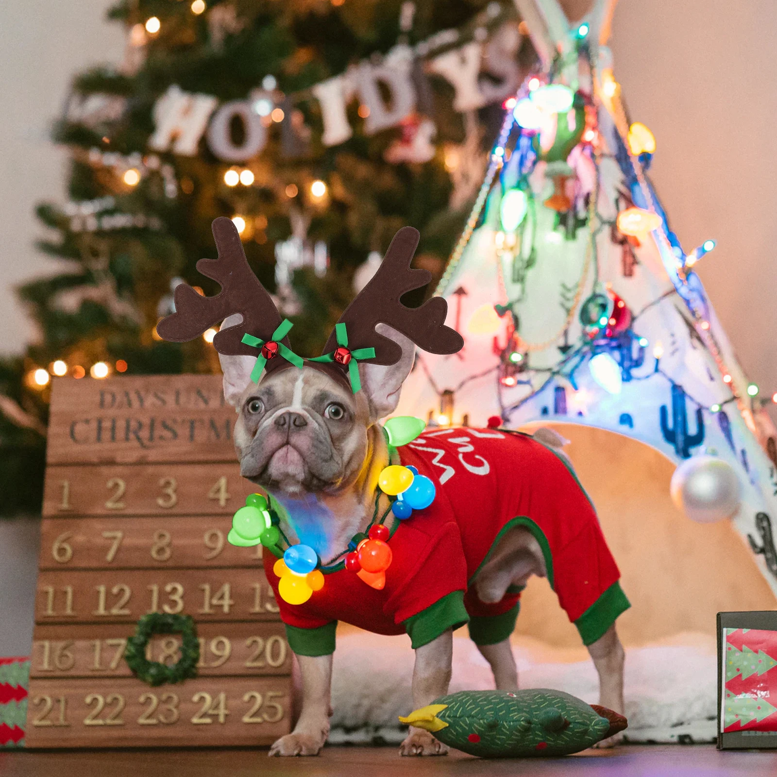 

2Pcs Pet Headgear Dog Hair Hoops Christmas Decor Cat Headdress Reusable Festive Accessories Soft Comfortable Eco Friendly Xmas