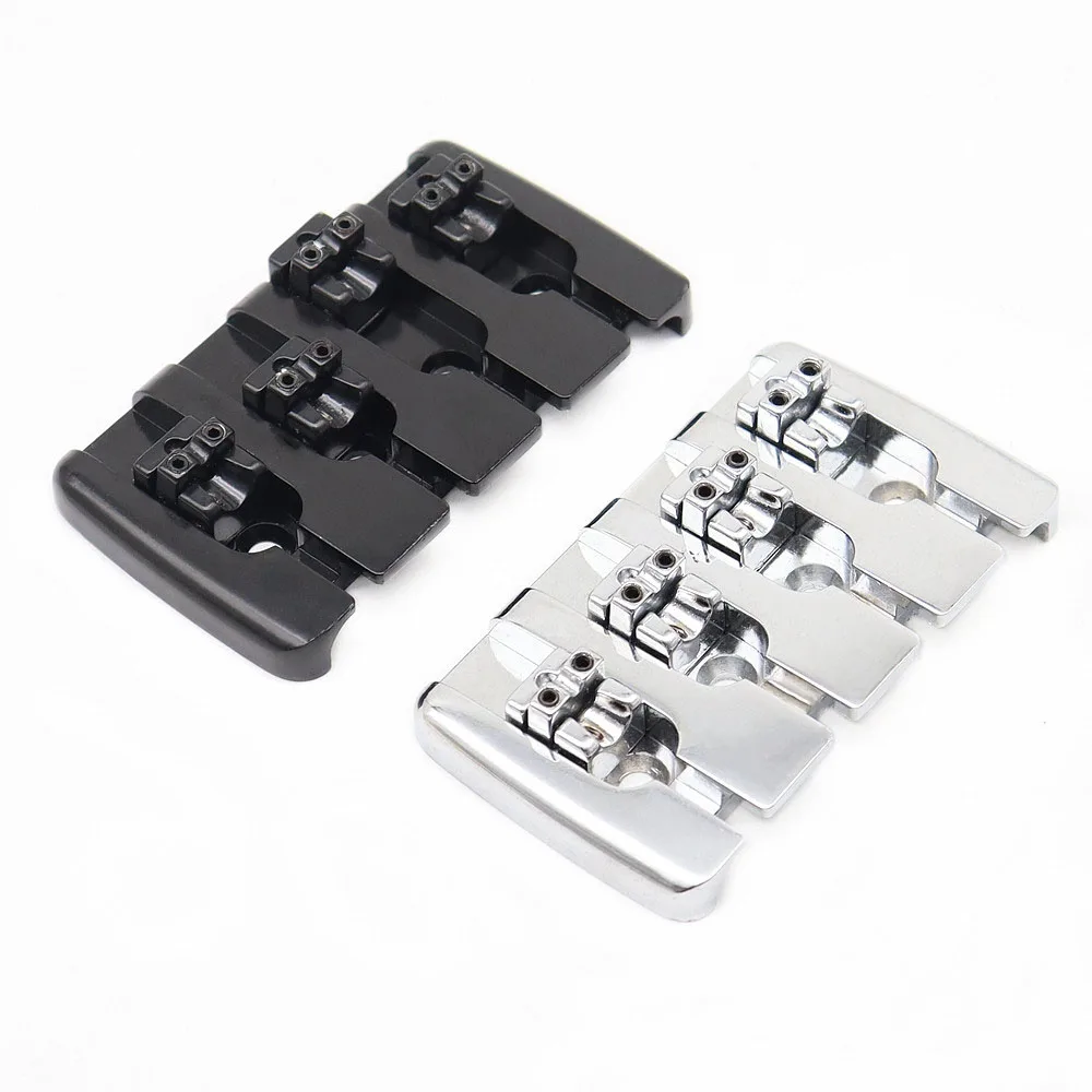 4 String Bass Bridge A Style Top Load Tailpiece with Zinc Saddles for Electric Jazz Bass P Bass Black High Mass