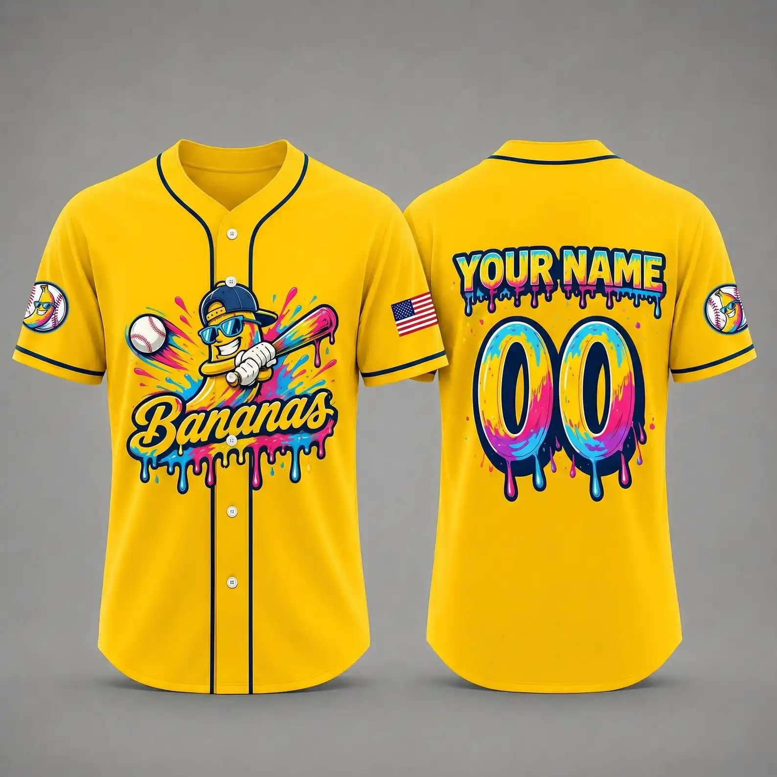 Custom Banana Team Baseball Jersey Personalized Cool Sport Shirt Trendy Streetwear Summer Top