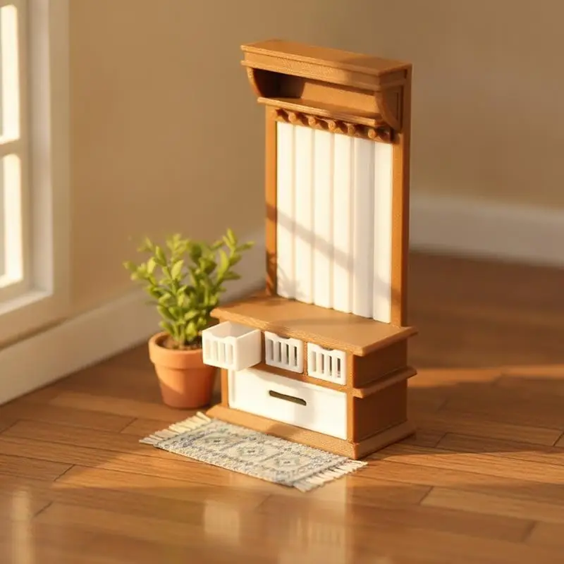 {H} Miniature Coat Rack Ornament 1/12 Dollhouse Mini Furniture Model Decoration Dollhouse Sand Table Photo Shooting Props