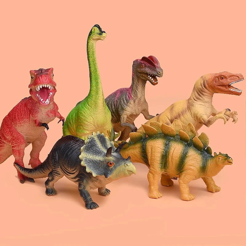 Generic Large Soft Rubber Dinosaur Toy Squeaky Triceratops Realistic Jurassic Simulation Animal Figure Forboys Kids Pretend Play