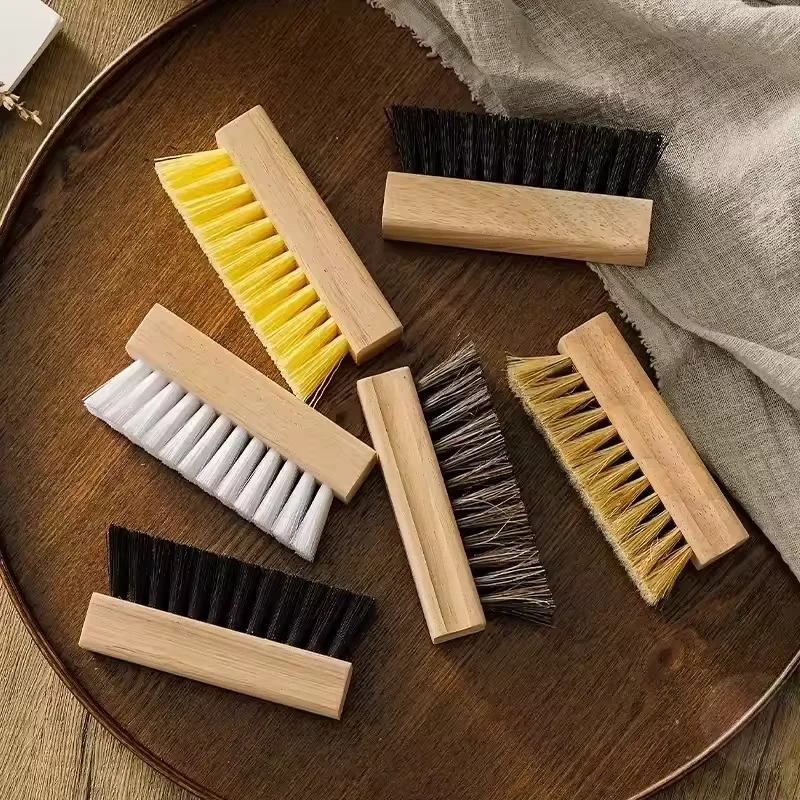 Solid Wood Horse Bristles Shoe Brush Solid Wood Pig Hair Shoe Brush Multifunctional Nylon Wire Brush Household Shoe Brush Tools