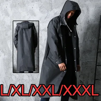 New Black Fashion Adult Waterproof Long Raincoat Ladies Men Raincoat Hooded Outdoor Hiking Trip Fishing Mountaineering